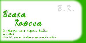 beata kopcsa business card